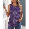 image:imageZeagoo Womens Tank Tops 2026 Summer Pleated Scoop Neck Sleeveless Lace Crochet Boho Tops Dressy Casual Loose Fit BlousesPurple Boho Print