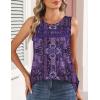 image:imageZeagoo Womens Tank Tops 2026 Summer Pleated Scoop Neck Sleeveless Lace Crochet Boho Tops Dressy Casual Loose Fit BlousesPurple Boho Print