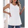 image:imageZeagoo Womens Tank Tops 2026 Summer Pleated Scoop Neck Sleeveless Lace Crochet Boho Tops Dressy Casual Loose Fit BlousesWhite