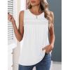 image:imageZeagoo Womens Tank Tops 2026 Summer Pleated Scoop Neck Sleeveless Lace Crochet Boho Tops Dressy Casual Loose Fit BlousesWhite