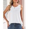image:imageZeagoo Womens Tank Tops 2026 Summer Pleated Scoop Neck Sleeveless Lace Crochet Boho Tops Dressy Casual Loose Fit BlousesWhite