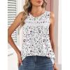 image:imageZeagoo Womens Tank Tops 2026 Summer Pleated Scoop Neck Sleeveless Lace Crochet Boho Tops Dressy Casual Loose Fit BlousesWhite Red Flower