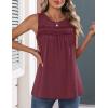 image:imageZeagoo Womens Tank Tops 2026 Summer Pleated Scoop Neck Sleeveless Lace Crochet Boho Tops Dressy Casual Loose Fit BlousesWine Red