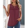 image:imageZeagoo Womens Tank Tops 2026 Summer Pleated Scoop Neck Sleeveless Lace Crochet Boho Tops Dressy Casual Loose Fit BlousesWine Red