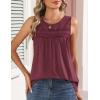 image:imageZeagoo Womens Tank Tops 2026 Summer Pleated Scoop Neck Sleeveless Lace Crochet Boho Tops Dressy Casual Loose Fit BlousesWine Red