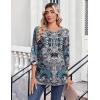 image:imageZeagoo Womens Tops 34 Length Sleeve Blouses Dressy Casual Shirt Pleated Front Tunic Floral Printed Spring ClothesBobo Blue 906