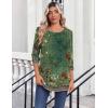 image:imageZeagoo Womens Tops 34 Length Sleeve Blouses Dressy Casual Shirt Pleated Front Tunic Floral Printed Spring ClothesBobo Green 839