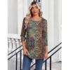 image:imageZeagoo Womens Tops 34 Length Sleeve Blouses Dressy Casual Shirt Pleated Front Tunic Floral Printed Spring ClothesBoho Multicolor 721