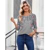 image:imageZeagoo Womens Tops 34 Length Sleeve Blouses Dressy Casual Shirt Pleated Front Tunic Floral Printed Spring ClothesFloral Grey 36