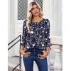 image:imageZeagoo Womens Tops 34 Length Sleeve Blouses Dressy Casual Shirt Pleated Front Tunic Floral Printed Spring ClothesFloral Navy 180