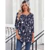 image:imageZeagoo Womens Tops 34 Length Sleeve Blouses Dressy Casual Shirt Pleated Front Tunic Floral Printed Spring ClothesFloral Navy 180