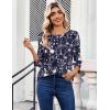 image:imageZeagoo Womens Tops 34 Length Sleeve Blouses Dressy Casual Shirt Pleated Front Tunic Floral Printed Spring ClothesFloral Navy 180