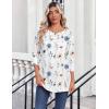 image:imageZeagoo Womens Tops 34 Length Sleeve Blouses Dressy Casual Shirt Pleated Front Tunic Floral Printed Spring ClothesFloral White 290