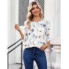 image:imageZeagoo Womens Tops 34 Length Sleeve Blouses Dressy Casual Shirt Pleated Front Tunic Floral Printed Spring ClothesFloral White 290