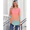 image:imageZeagoo Womens Tops 34 Length Sleeve Blouses Dressy Casual Shirt Pleated Front Tunic Floral Printed Spring ClothesGradient Blue Pink 218