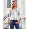 image:imageZeagoo Womens Tops 34 Length Sleeve Blouses Dressy Casual Shirt Pleated Front Tunic Floral Printed Spring ClothesLeaf White 113
