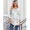 image:imageZeagoo Womens Tops 34 Length Sleeve Blouses Dressy Casual Shirt Pleated Front Tunic Floral Printed Spring ClothesLeaf White 113