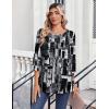image:imageZeagoo Womens Tops 34 Length Sleeve Blouses Dressy Casual Shirt Pleated Front Tunic Floral Printed Spring ClothesPrinted Black White 332