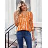 image:imageZeagoo Womens Tops 34 Length Sleeve Blouses Dressy Casual Shirt Pleated Front Tunic Floral Printed Spring ClothesPrinted Orange 466