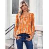 image:imageZeagoo Womens Tops 34 Length Sleeve Blouses Dressy Casual Shirt Pleated Front Tunic Floral Printed Spring ClothesPrinted Orange 466