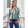image:imageZeagoo Womens Tops 34 Length Sleeve Blouses Dressy Casual Shirt Pleated Front Tunic Floral Printed Spring ClothesStripes Green 530