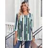image:imageZeagoo Womens Tops 34 Length Sleeve Blouses Dressy Casual Shirt Pleated Front Tunic Floral Printed Spring ClothesStripes Green 530
