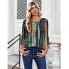 image:imageZeagoo Womens Tops 34 Length Sleeve Blouses Dressy Casual Shirt Pleated Front Tunic Floral Printed Spring ClothesStripes Multicolor 289