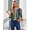 image:imageZeagoo Womens Tops 34 Length Sleeve Blouses Dressy Casual Shirt Pleated Front Tunic Floral Printed Spring ClothesStripes Multicolor 289