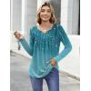 image:imageZeagoo Womens Tops Long Sleeve Shirts Boho Tops for Women 2026 Fall Blouses Ladies Sweatshirts Spring Fashion ClothingBlue Green Leaf