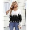 image:imageZeagoo Womens Tops Long Sleeve Shirts Boho Tops for Women 2026 Fall Blouses Ladies Sweatshirts Spring Fashion ClothingGradient Black White