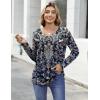 image:imageZeagoo Womens Tops Long Sleeve Shirts Boho Tops for Women 2026 Fall Blouses Ladies Sweatshirts Spring Fashion ClothingNavy Blue Ethnic