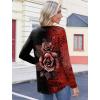 image:imageZeagoo Womens Tops Long Sleeve Shirts Boho Tops for Women 2026 Fall Blouses Ladies Sweatshirts Spring Fashion ClothingRed Flower