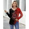 image:imageZeagoo Womens Tops Long Sleeve Shirts Boho Tops for Women 2026 Fall Blouses Ladies Sweatshirts Spring Fashion ClothingRed Flower