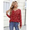image:imageZeagoo Womens Tops Long Sleeve Shirts Boho Tops for Women 2026 Fall Blouses Ladies Sweatshirts Spring Fashion ClothingRed White Print