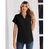 image:imageZeagoo Womens Tops Short Sleeve Shirts Button Down Casual Blouses V Neck Outfits Summer Spring Clothes 2026Black