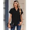 image:imageZeagoo Womens Tops Short Sleeve Shirts Button Down Casual Blouses V Neck Outfits Summer Spring Clothes 2026Black