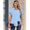 image:imageZeagoo Womens Tops Short Sleeve Shirts Button Down Casual Blouses V Neck Outfits Summer Spring Clothes 2026Blue