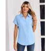 image:imageZeagoo Womens Tops Short Sleeve Shirts Button Down Casual Blouses V Neck Outfits Summer Spring Clothes 2026Blue
