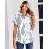 image:imageZeagoo Womens Tops Short Sleeve Shirts Button Down Casual Blouses V Neck Outfits Summer Spring Clothes 2026Chain Gray White