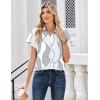 image:imageZeagoo Womens Tops Short Sleeve Shirts Button Down Casual Blouses V Neck Outfits Summer Spring Clothes 2026Chain Gray White