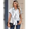 image:imageZeagoo Womens Tops Short Sleeve Shirts Button Down Casual Blouses V Neck Outfits Summer Spring Clothes 2026Chain Gray White