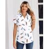 image:imageZeagoo Womens Tops Short Sleeve Shirts Button Down Casual Blouses V Neck Outfits Summer Spring Clothes 2026Feathers White