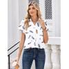 image:imageZeagoo Womens Tops Short Sleeve Shirts Button Down Casual Blouses V Neck Outfits Summer Spring Clothes 2026Feathers White
