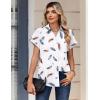image:imageZeagoo Womens Tops Short Sleeve Shirts Button Down Casual Blouses V Neck Outfits Summer Spring Clothes 2026Feathers White