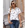 image:imageZeagoo Womens Tops Short Sleeve Shirts Button Down Casual Blouses V Neck Outfits Summer Spring Clothes 2026Feathers White