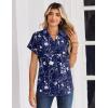 image:imageZeagoo Womens Tops Short Sleeve Shirts Button Down Casual Blouses V Neck Outfits Summer Spring Clothes 2026Floral Navy