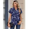 image:imageZeagoo Womens Tops Short Sleeve Shirts Button Down Casual Blouses V Neck Outfits Summer Spring Clothes 2026Floral Navy