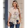 image:imageZeagoo Womens Tops Short Sleeve Shirts Button Down Casual Blouses V Neck Outfits Summer Spring Clothes 2026Flower Beige