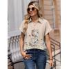 image:imageZeagoo Womens Tops Short Sleeve Shirts Button Down Casual Blouses V Neck Outfits Summer Spring Clothes 2026Flower Beige