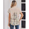 image:imageZeagoo Womens Tops Short Sleeve Shirts Button Down Casual Blouses V Neck Outfits Summer Spring Clothes 2026Flower Beige
